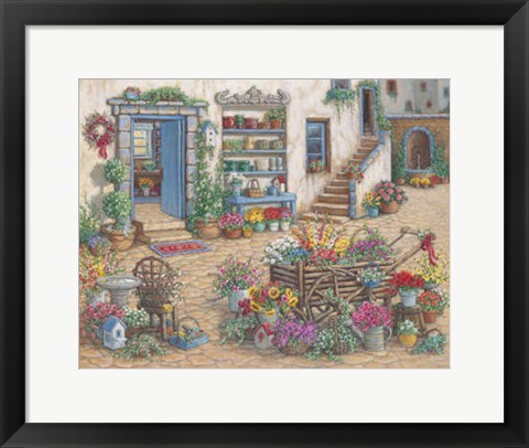 Framed Courtyard Flower Shoppe Print