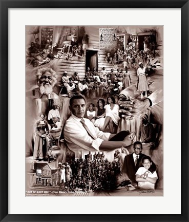 Framed Obama: Out of Many One: From Slavery to the Presidency Print