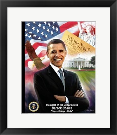 Framed Obama Inauguration: Hope, Change, Unity Print