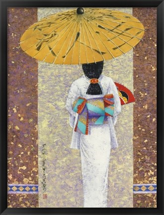 Framed Girl in Kimono I (Metallic Print) Print