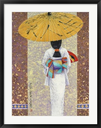 Framed Girl in Kimono I (Metallic Print) Print