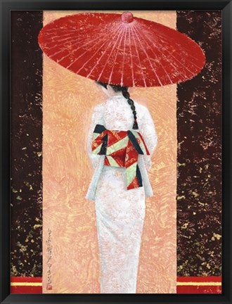 Framed Girl in Kimono II (Metallic Print) Print