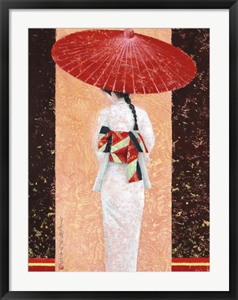 Framed Girl in Kimono II (Metallic Print) Print