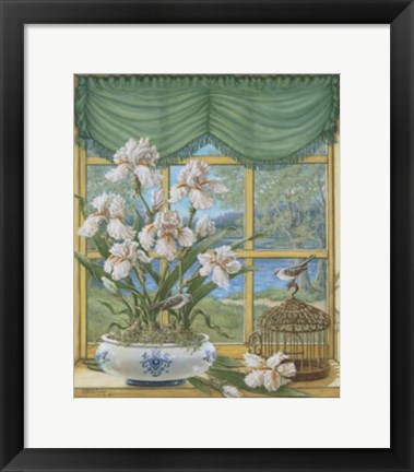 Framed Irises By The Lake Print