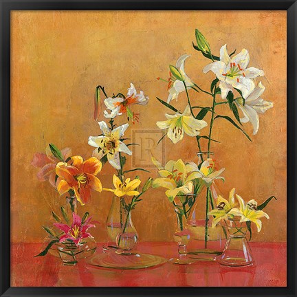 Framed Lilies In Vases I Print