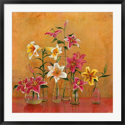 Framed Lilies In Vases II Print