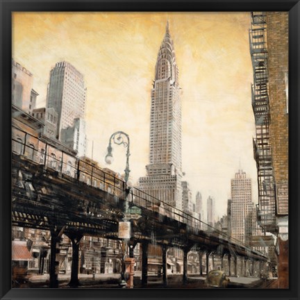 Framed Chrysler Building from the L Print