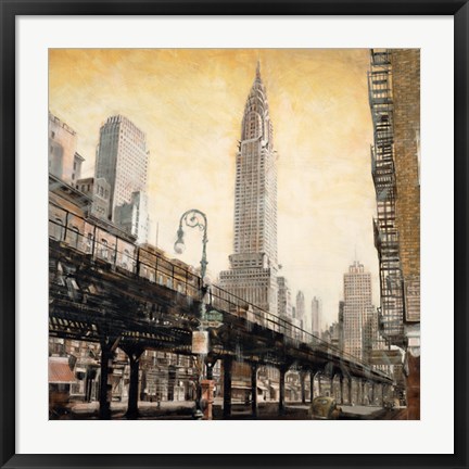 Framed Chrysler Building from the L Print