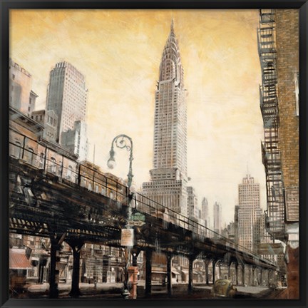 Framed Chrysler Building from the L Print