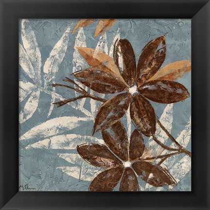 Framed Flowers on Denim IV Print