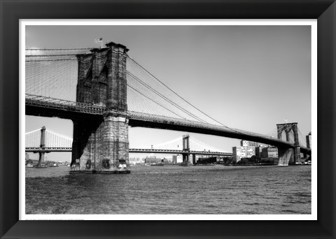 Framed Brooklyn Bridge and Manhattan Bridge, Day Print