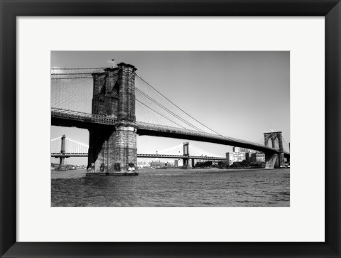 Framed Brooklyn Bridge and Manhattan Bridge, Day Print