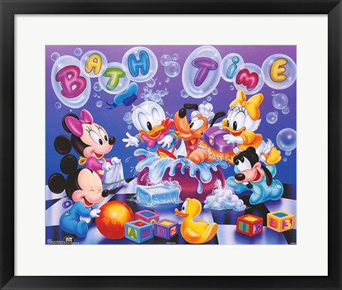 Framed Disney Babies: Bath Time Print