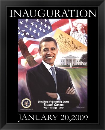 Framed Obama Inauguration: Hope, Change, Unity Print