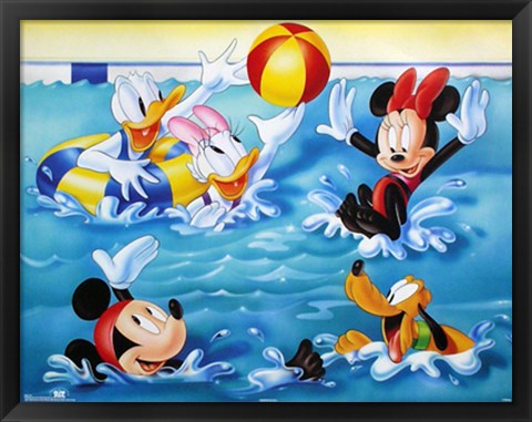 Framed Mickey &amp; Friends: Pool Games Print