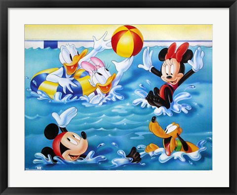 Framed Mickey &amp; Friends: Pool Games Print