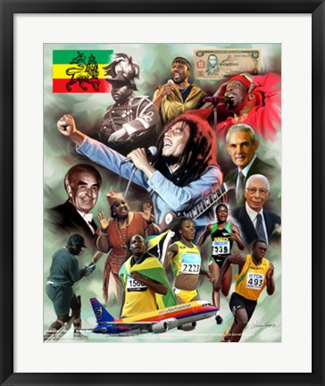 Framed Jamaica: Out of Many One Print