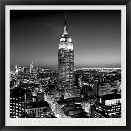 Framed Empire State Building at Night Print