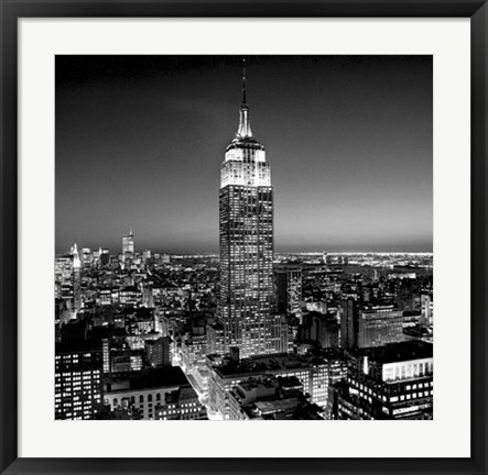 Framed Empire State Building at Night Print