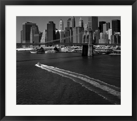 Framed White Cloud Over Brooklyn Bridge Print