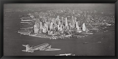 Framed Airplane View of Manhattan Print