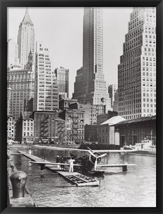 Framed Airplane Landing in Manhattan, 1934 Print