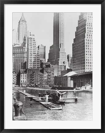 Framed Airplane Landing in Manhattan, 1934 Print