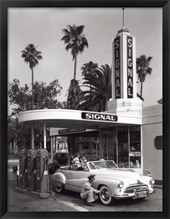 Framed Gas Station, 1950 Print