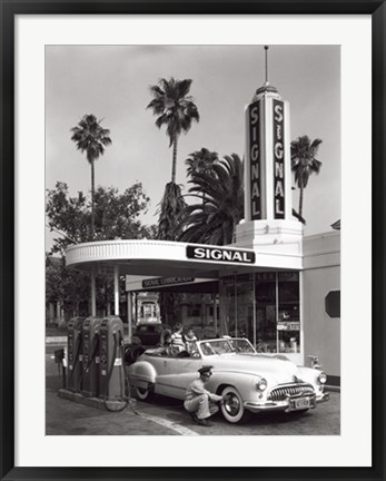 Framed Gas Station, 1950 Print