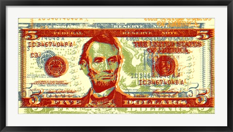 Framed Five Dollar Bill Print