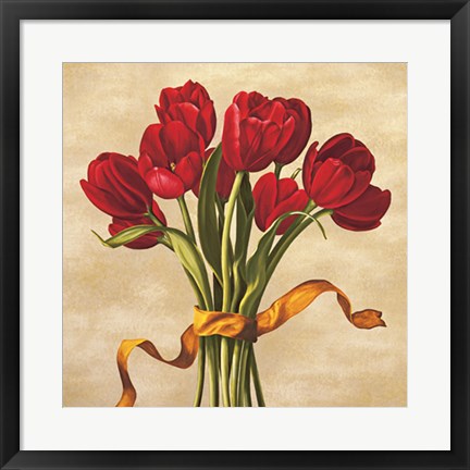 Framed Bouquet rubino Print