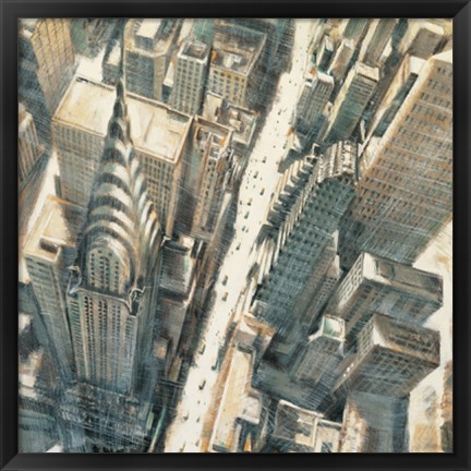 Framed Aerial View of Chrysler Building Print