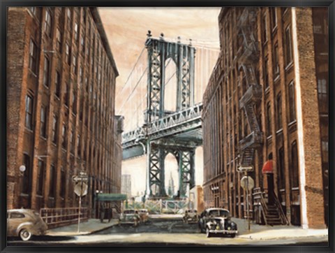 Framed View to the Manhattan Bridge, NYC Print