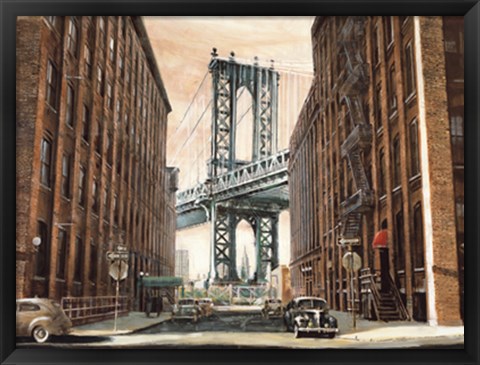 Framed View to the Manhattan Bridge, NYC Print