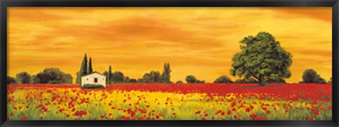 Framed Field of Poppies Print