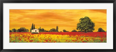 Framed Field of Poppies Print