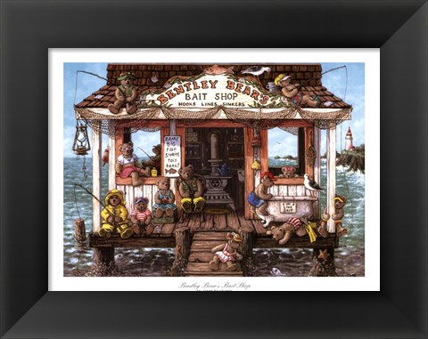 Framed Bentley Bear&#39;s Bait Shop Print