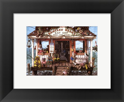 Framed Bentley Bear&#39;s Bait Shop Print