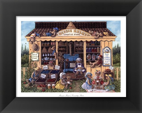 Framed Bessie Bear&#39;s Country Store Print