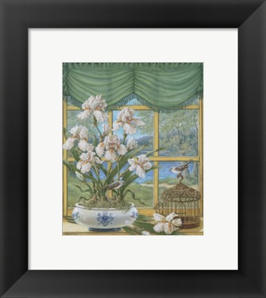 Framed Irises By The Lake Print