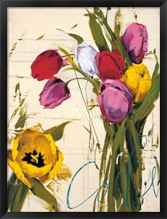 Framed Bouquet of Tulips I Print