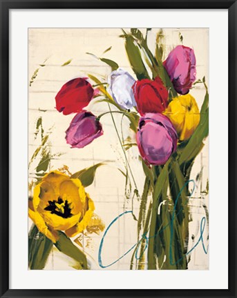 Framed Bouquet of Tulips I Print