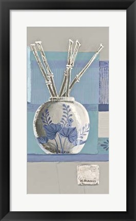 Framed Blue Asian Collage I Print