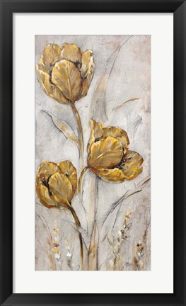 Framed Golden Poppies on Taupe II Print