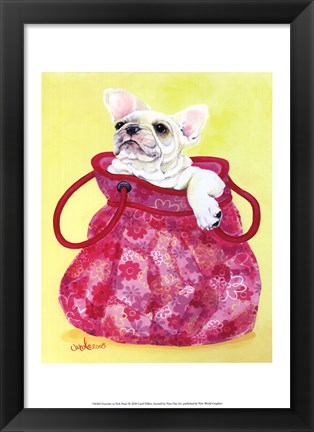 Framed Frenchie in Pink Purse Print