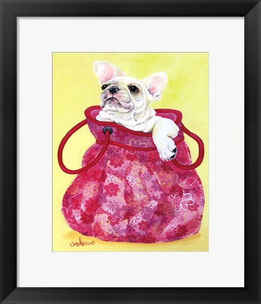 Framed Frenchie in Pink Purse Print