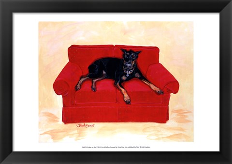 Framed Dobie on Red Print