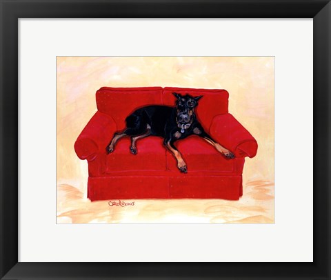 Framed Dobie on Red Print