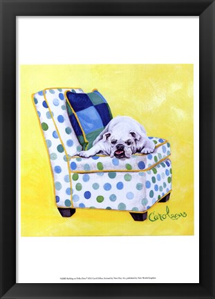 Framed Bulldog on Polka Dots Print