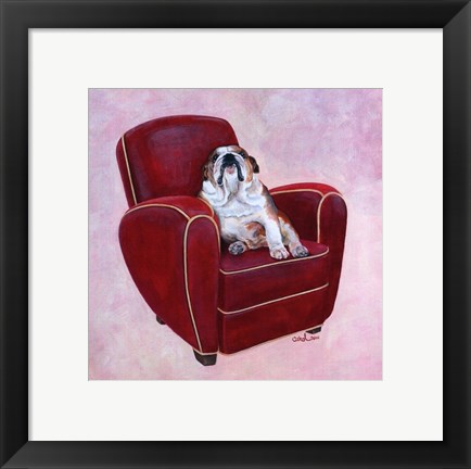 Framed Bulldog on Red Print